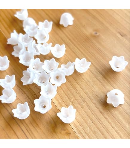 Amazon.co.jp: アクセサリー パーツ アクリル ビーズ 白い花 (スズラン